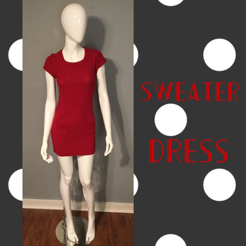 Red Sweater Dress Size Small by Ambiance Apparel